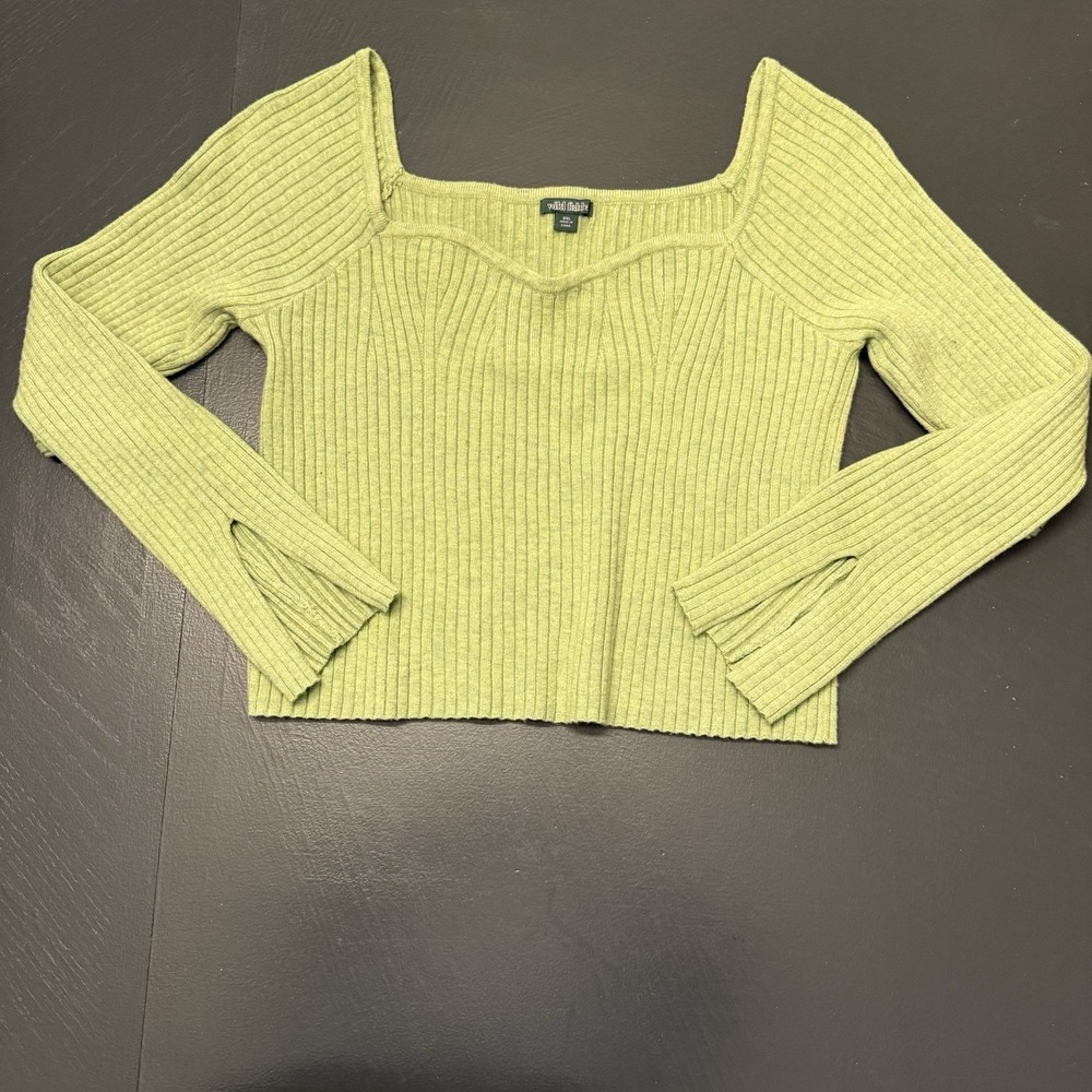 Wild Fable Cropped Flared Sleeve Sweater Women's XXL Scalloped Next Boho Fairy